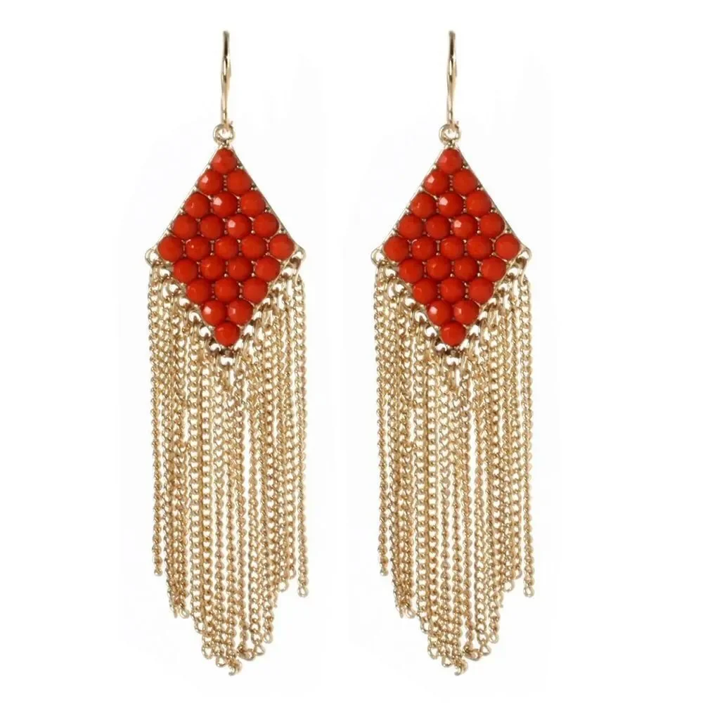 Amrita Singh diamond-shaped coral drop earrings